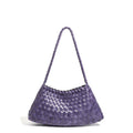 Purple Artisanal Weave Leather Shoulder Handbag in Pu Leather