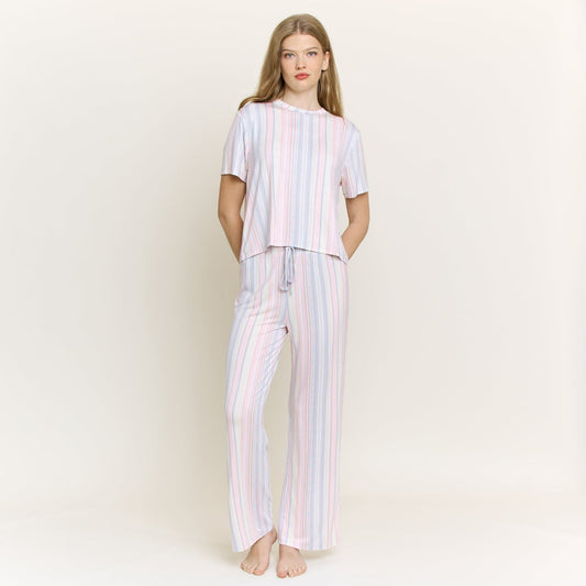 All American Tee Pant Set in Dew Multi Stripe