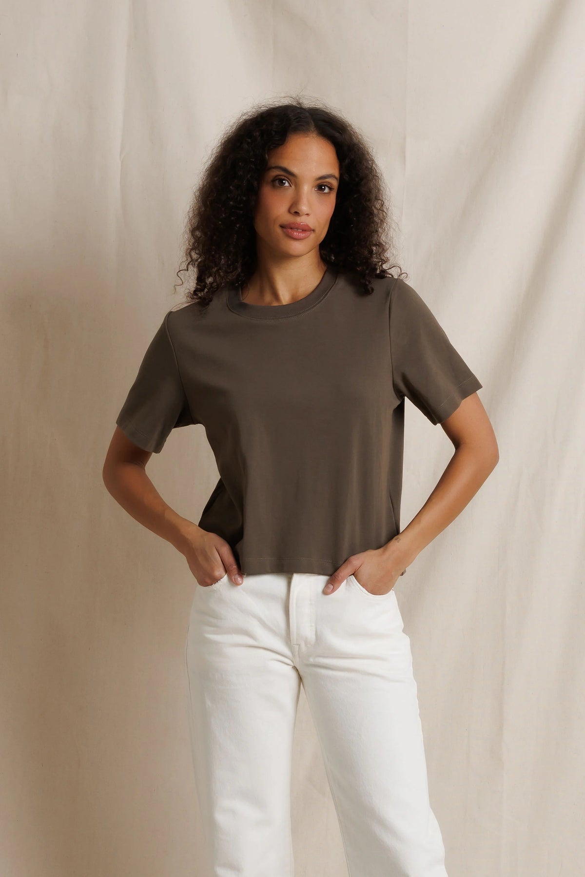 Atlas heavy jersey crewneck tee - Dark Olive