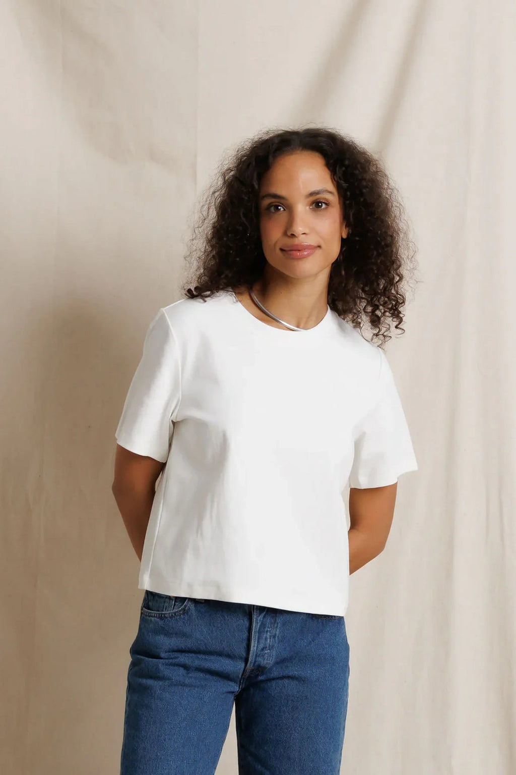 Atlas heavy jersey crewneck tee - White