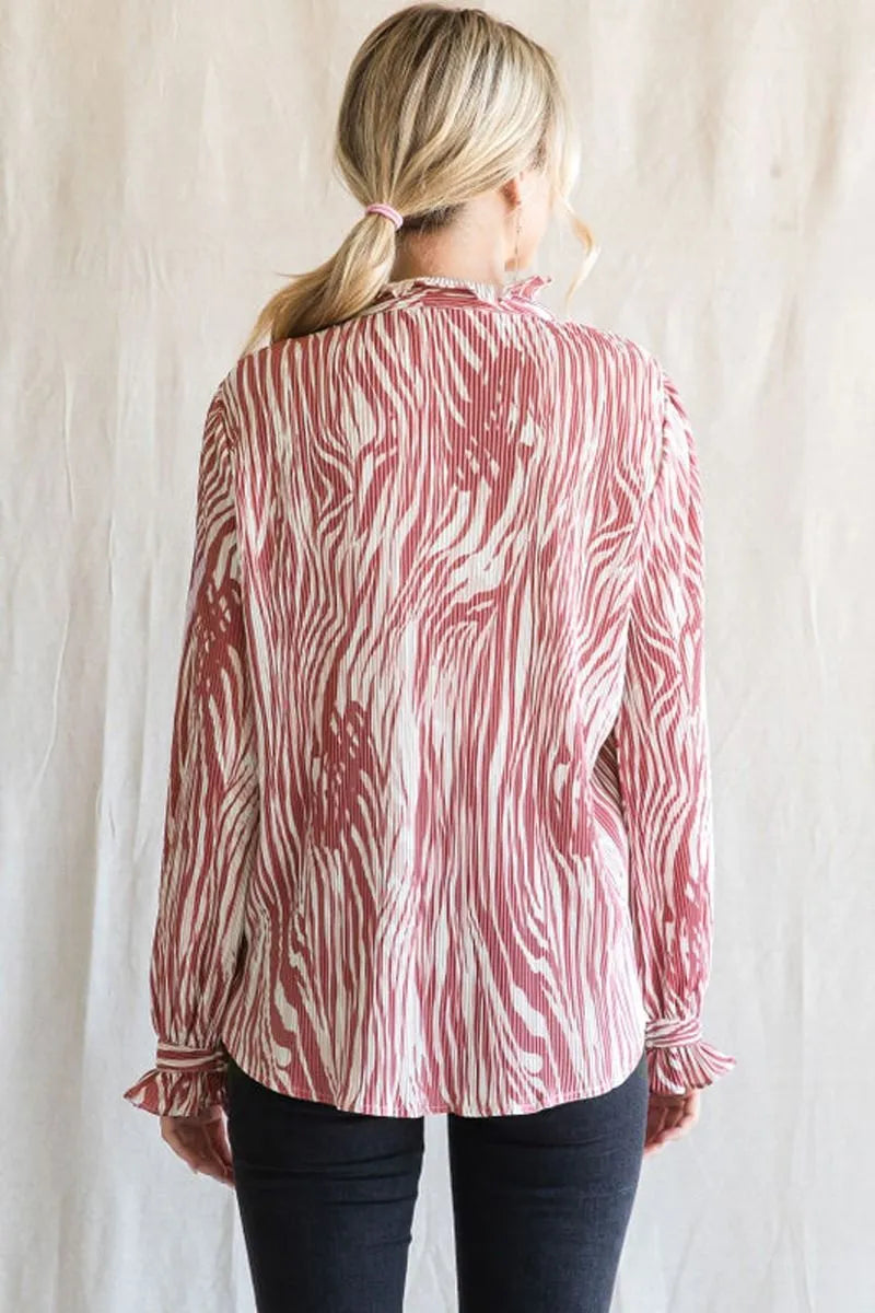 Pink White Zesty zebra print Blouse