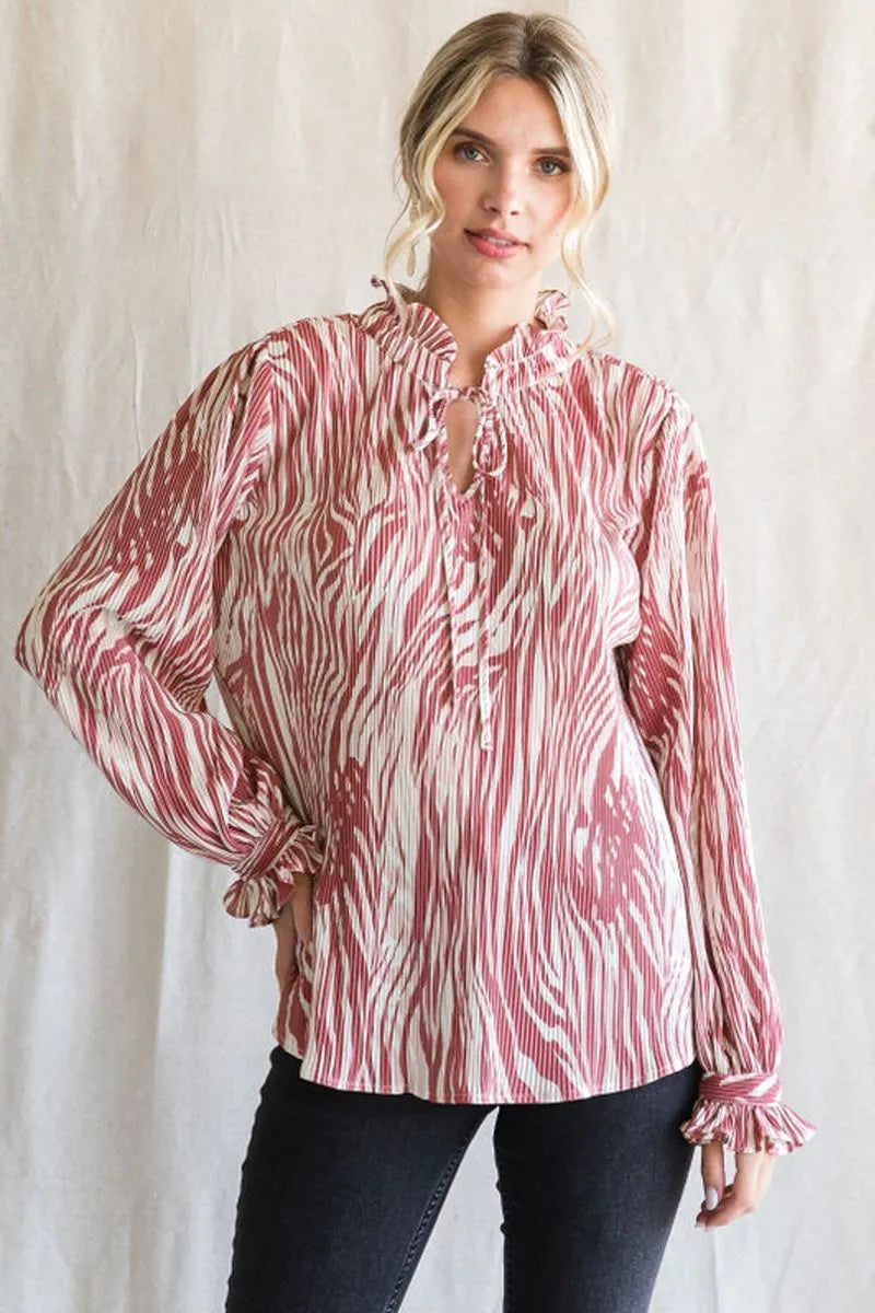 Pink White Zesty zebra print Blouse