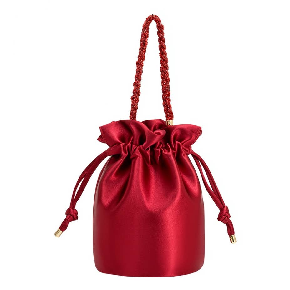 Jeane Red Satin Top Handle Bag