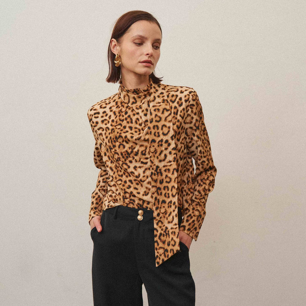 Leopard Scarf Top