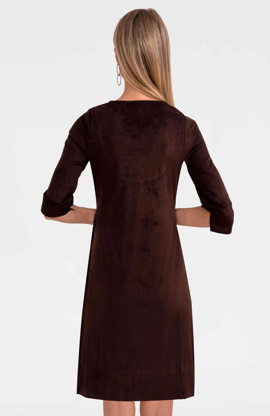 Brown Cinch & Tie Dress - Ultra Suede