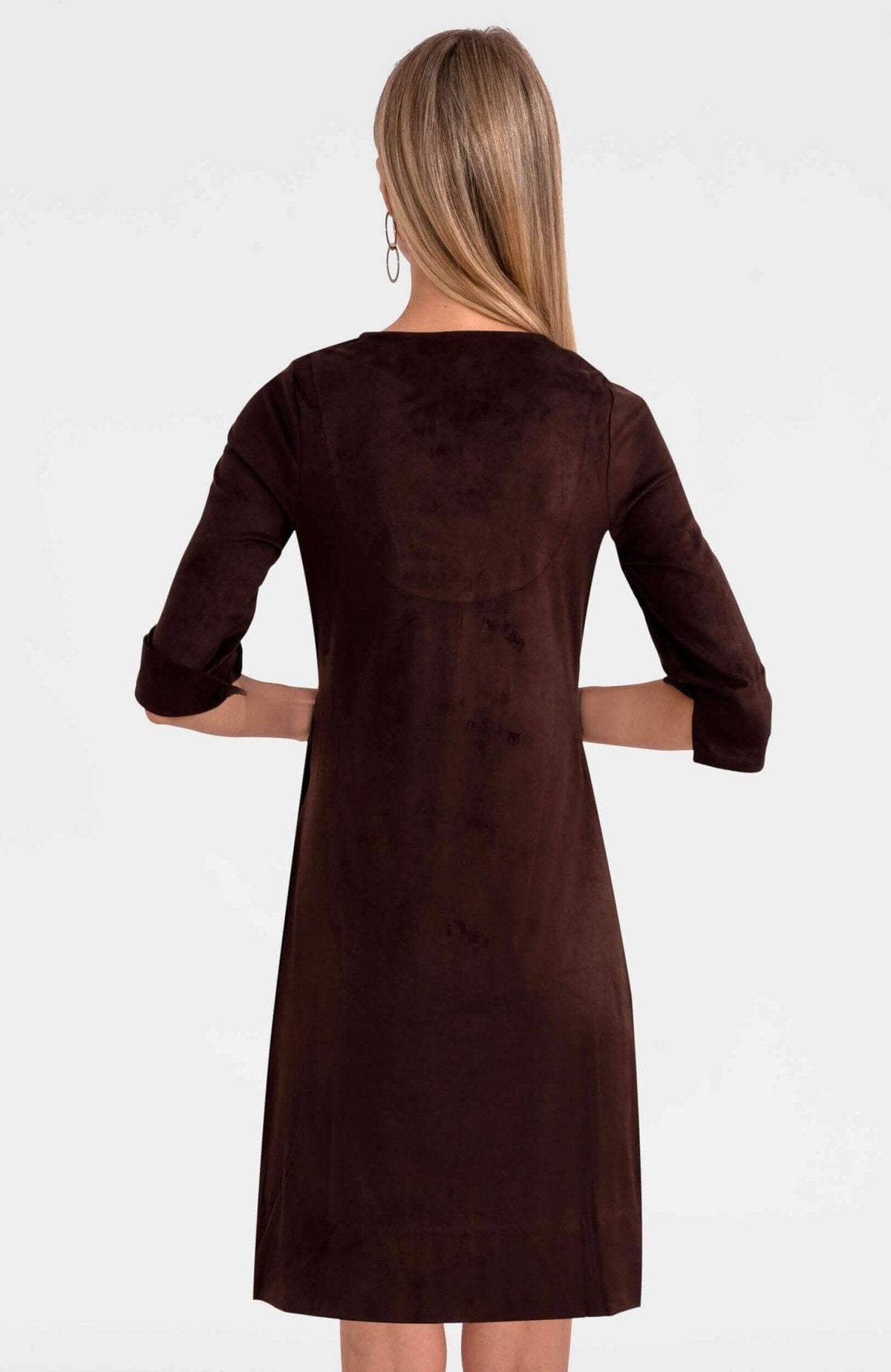 Brown Cinch & Tie Dress - Ultra Suede