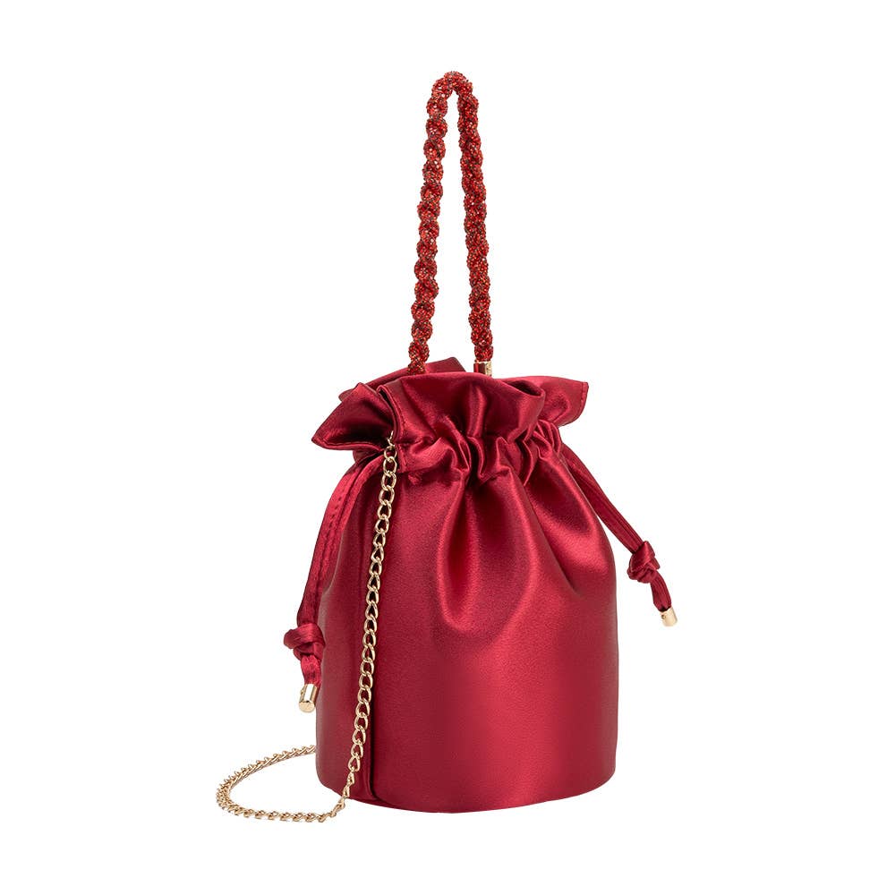 Jeane Red Satin Top Handle Bag