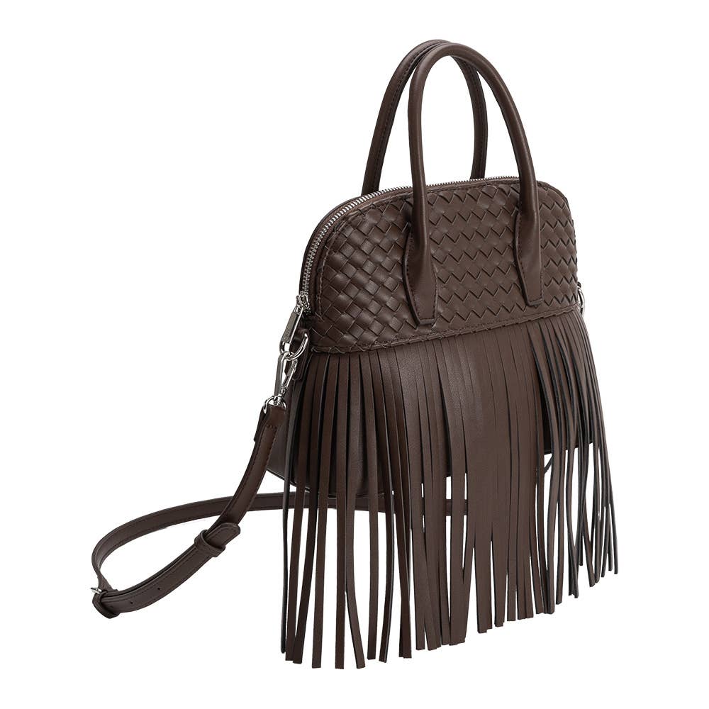 Halle Espresso Recycled Vegan Leather Top Handle Bag