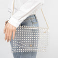 Pearl Studded Transparent Envelope Clutch