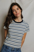 Dawn cotton jersey ringer stripe tee