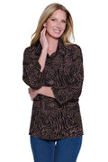 ESSENTIAL BUTTON FRONT TOP - CHOCOLATE LEOPARD