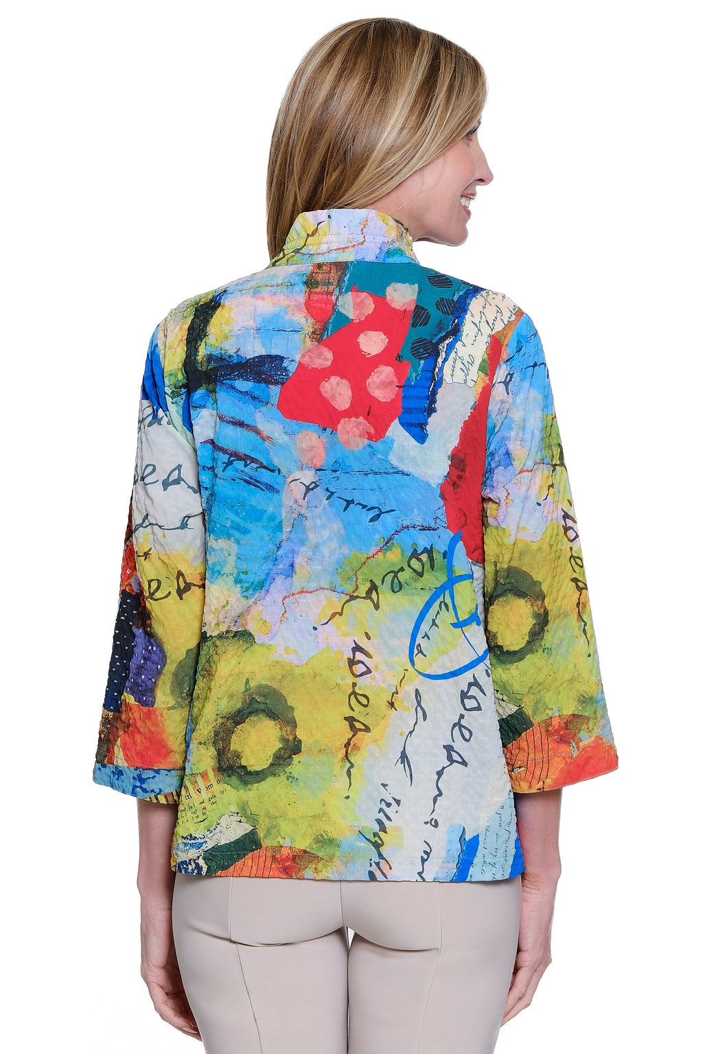 PRINTED BUTTON FRONT TOP - ABSTRACT MULTI