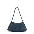 Blue Artisanal Weave Leather Shoulder Handbag in Pu Leather