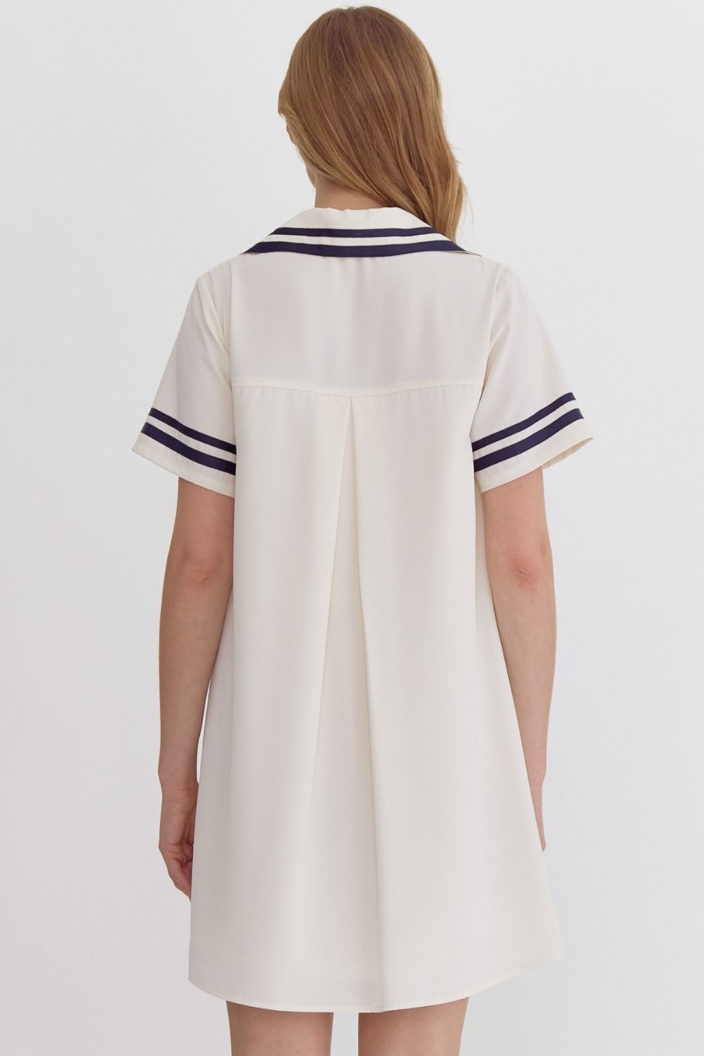 Nautical Solid short sleeve collared mini dress