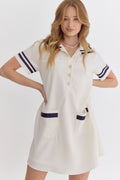 Nautical Solid short sleeve collared mini dress