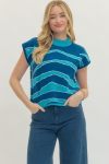Blue Waves Cap Sleeve Sweater Vest