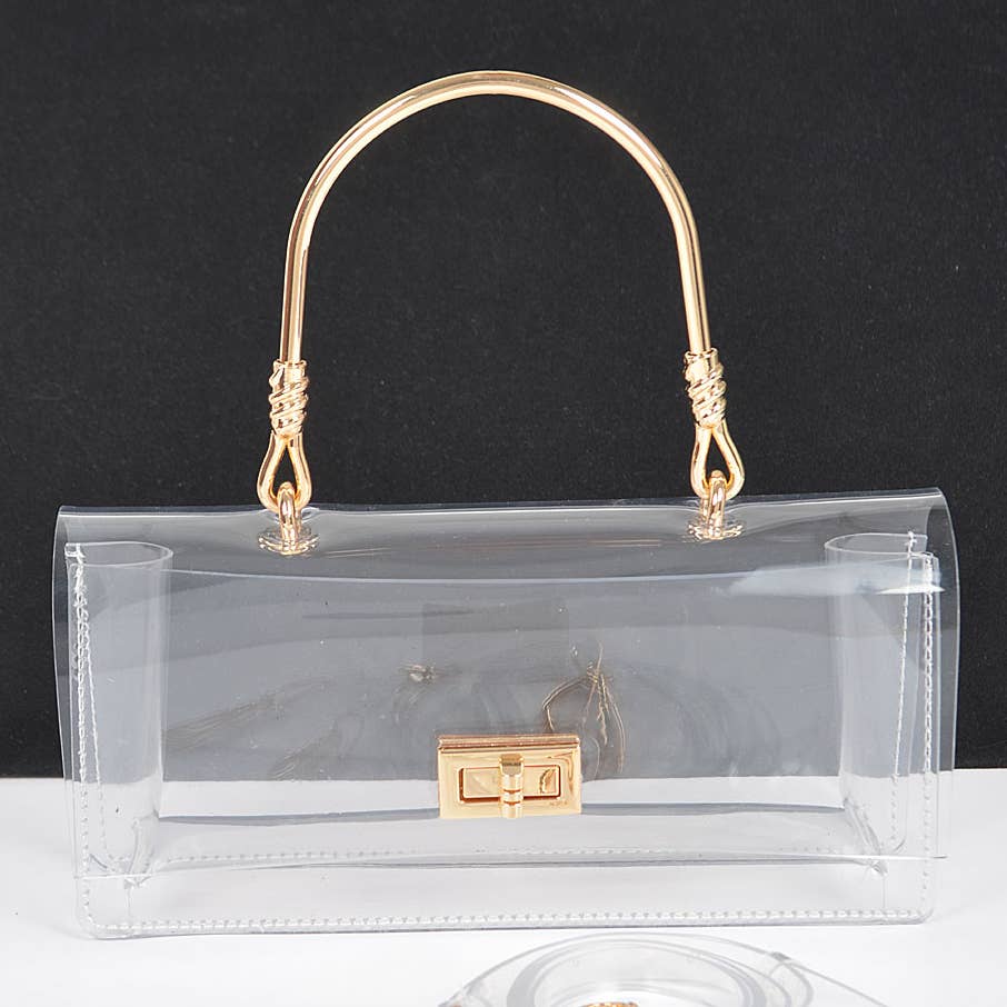 Transparent Metal Handle Clutch