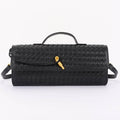 Black Woven Leather Handbag