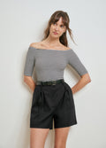 THE SARA HALF SLEEVE TOP - BLACK WHITE STRIPE