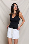 Jordan ribbed u neck tank in Black