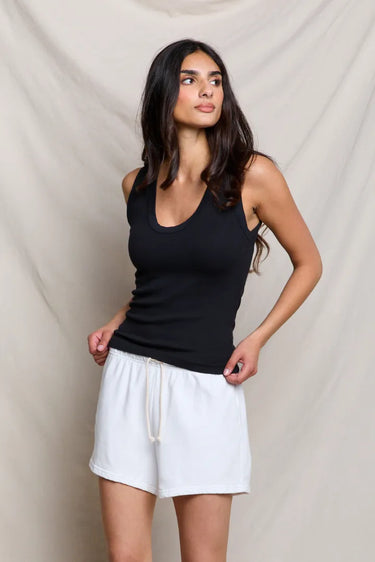 Jordan ribbed u neck tank in Black