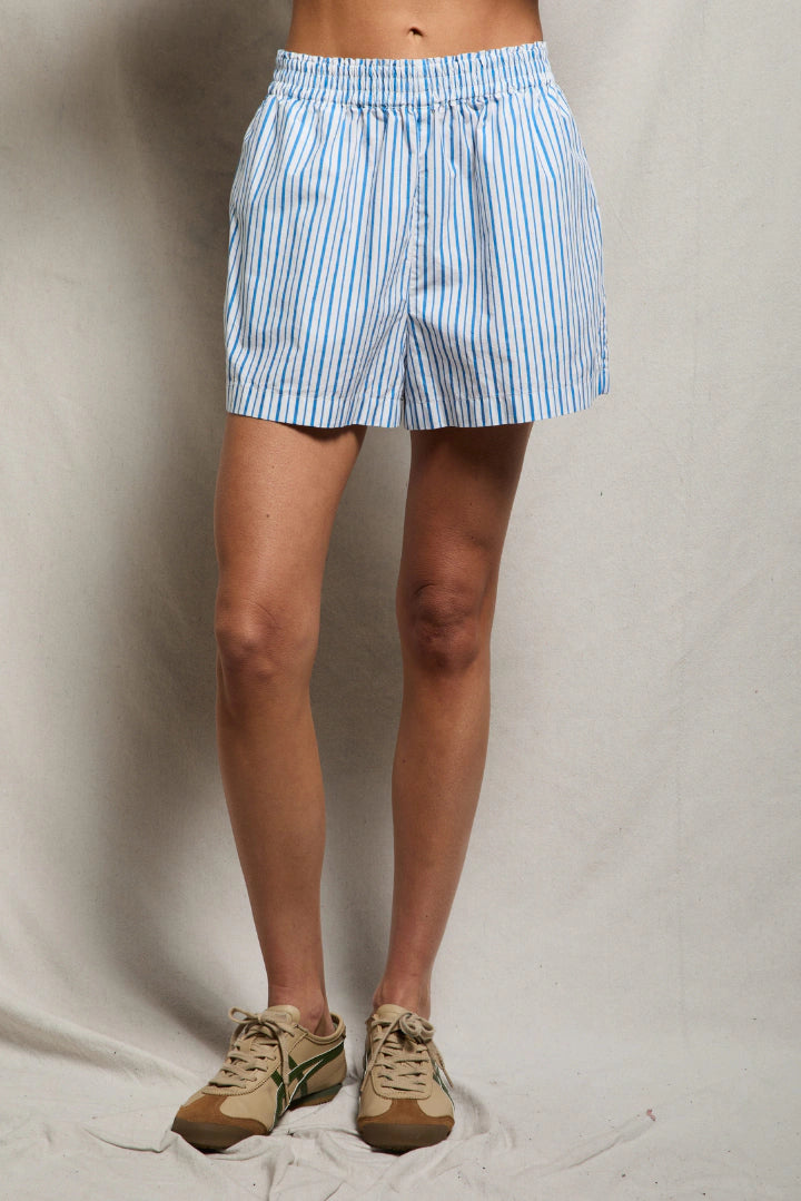 Julie poplin pull-on shorts with pockets Pacific Blue Stripe
