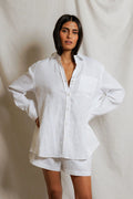 Lorelai linen oversized button-down- White