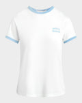 The Collegiate Crewneck Ringer T-Shirt - White/Sea Blue