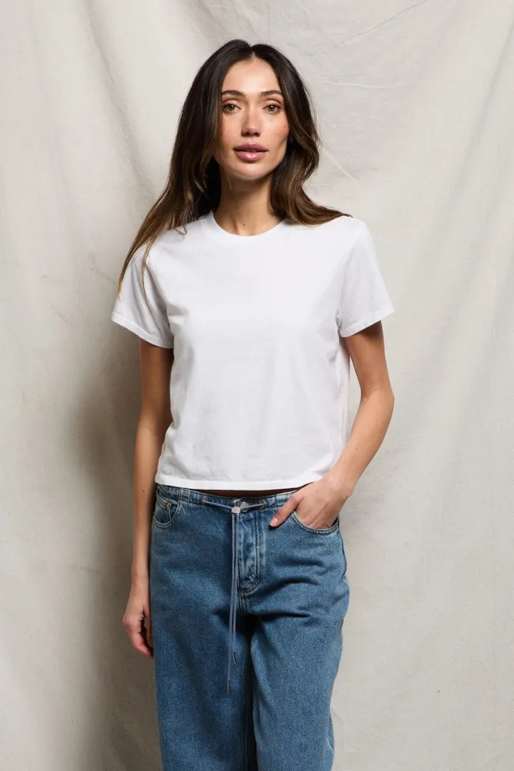 Springsteen ringspun cotton tee in White