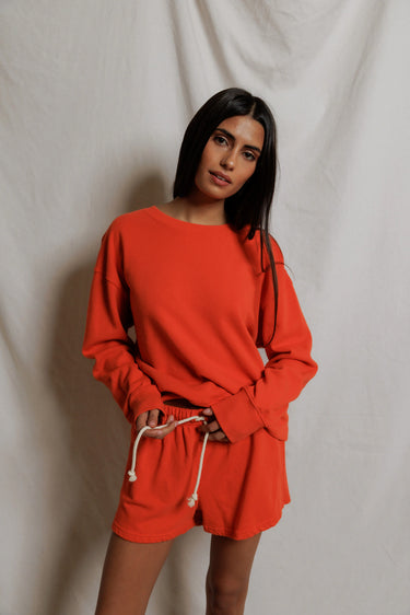 Layla french terry sweat short in Clementine