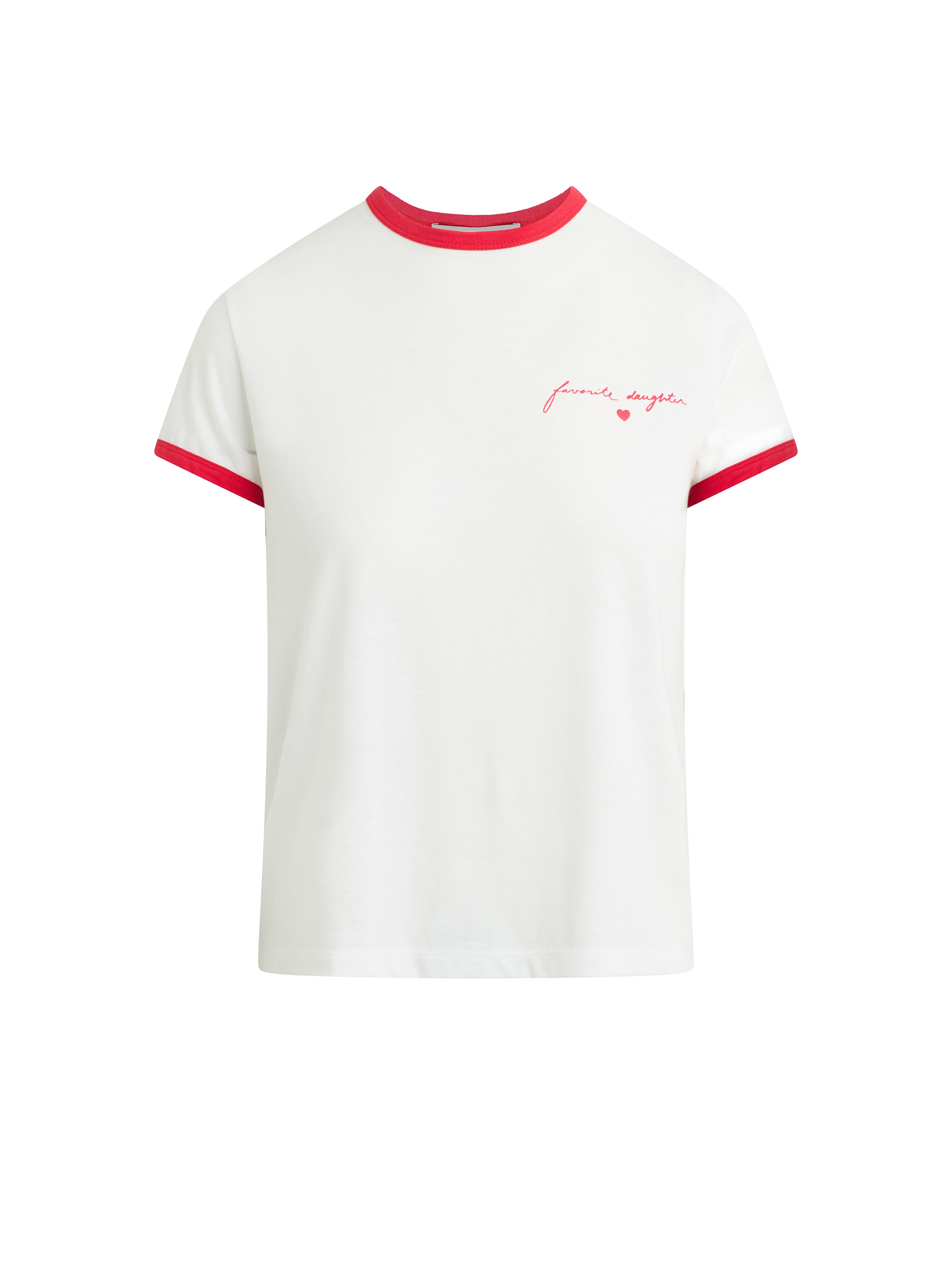 The Signature Chest Logo Ringer Tee -  White/ Rouge Red