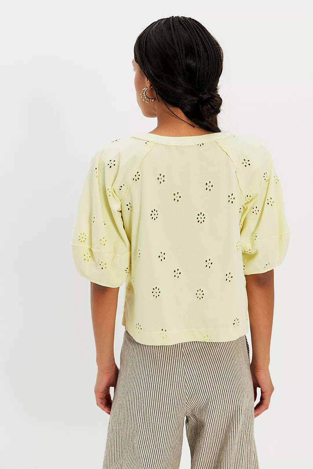 JESSIE EYELET TEE LEMON WATER COMBO