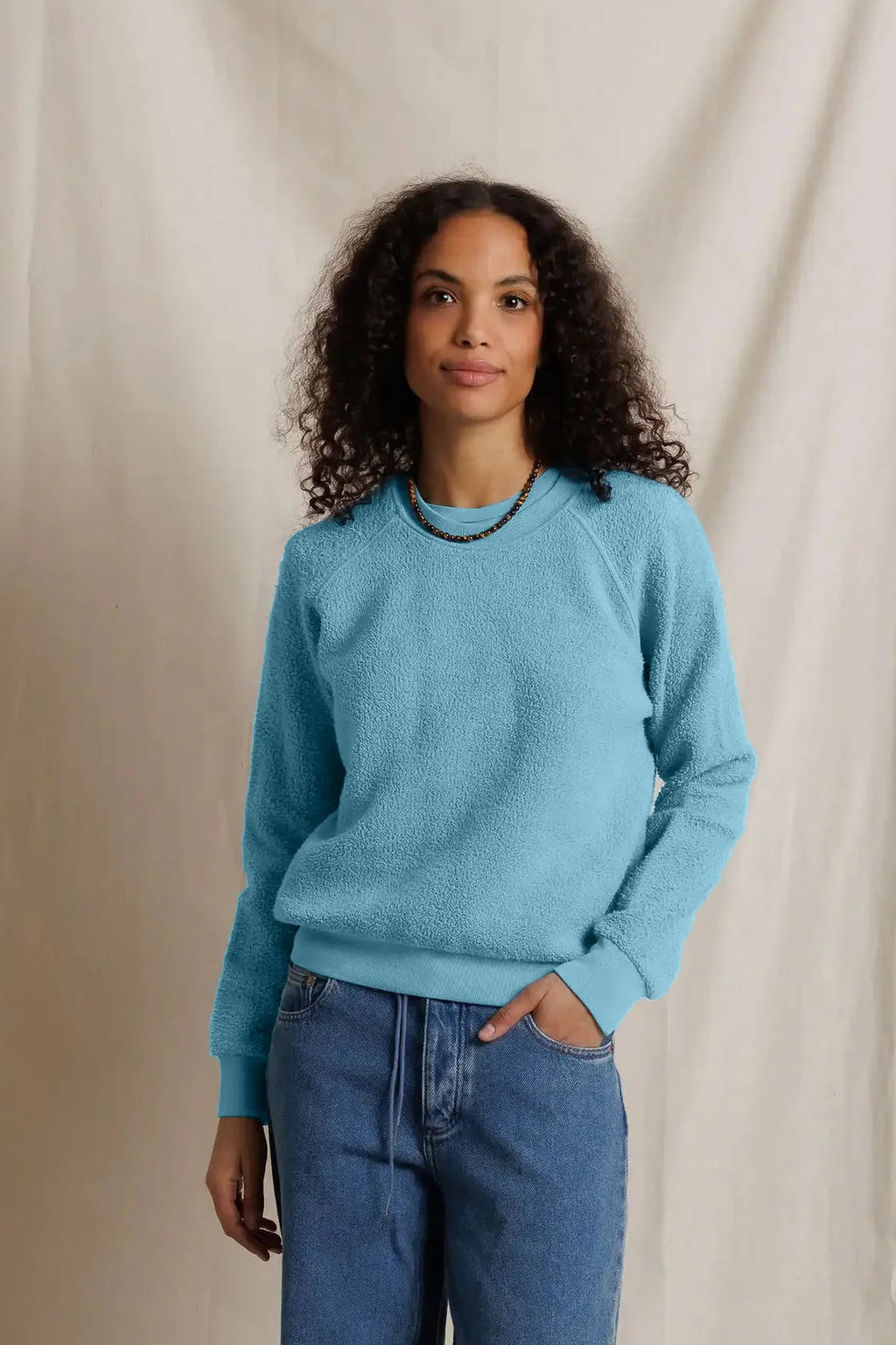 Ziggy reverse fleece crew neck sweatshirt - Milky Blue